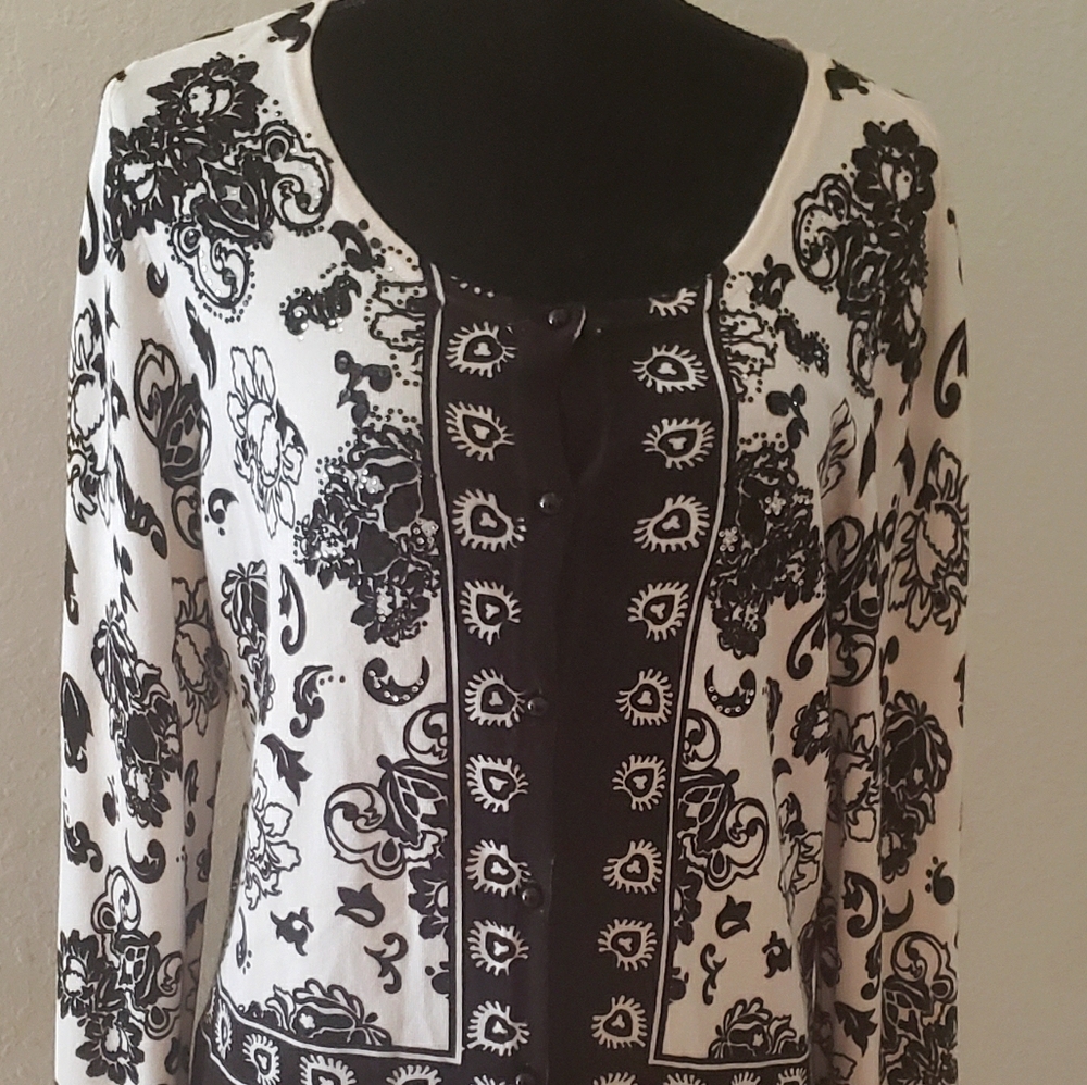 Prima Bella Black/White Sweater Petite Large